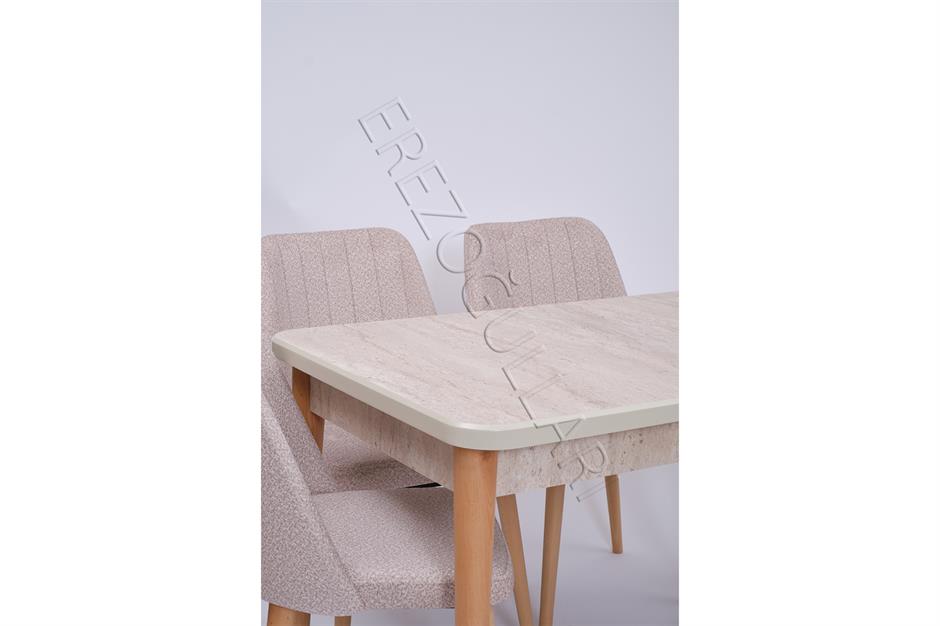 Milano Traverten Boyalı Mdf Mutfak Masa Takımı 80x130