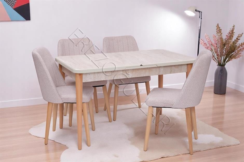 Milano Traverten Boyalı Mdf Mutfak Masa Takımı 80x130