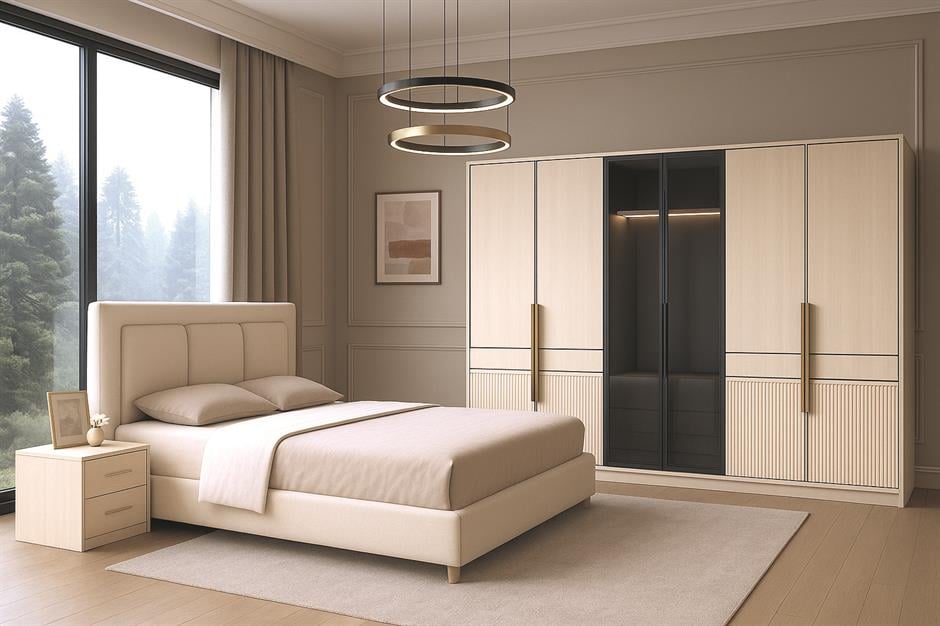 Mira %100 MDF 6 Kapaklı Modern Yatak Odası Takımı Başlıklı