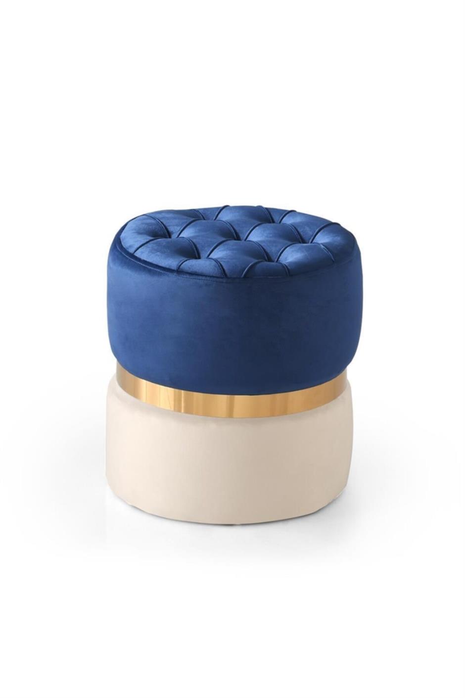 Modern Dekoratif Yuvarlak Puf Kapitone Kumaş 40x42cm 