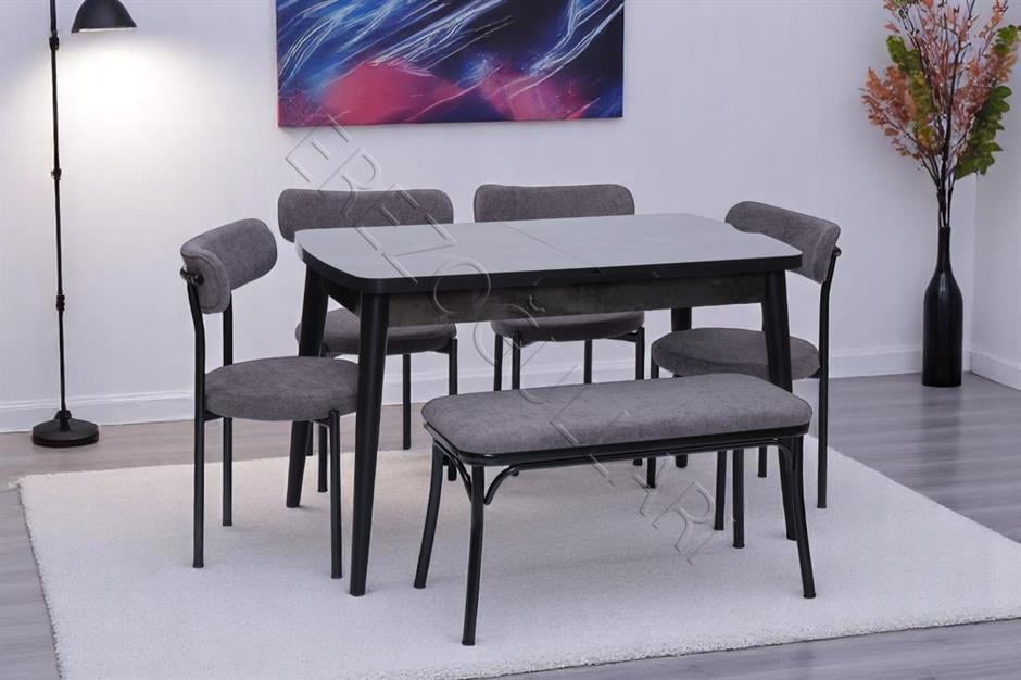 Nehir Alfa Banklı Lak Panel Açılır Mutfak Masa Takımı 75x130cm