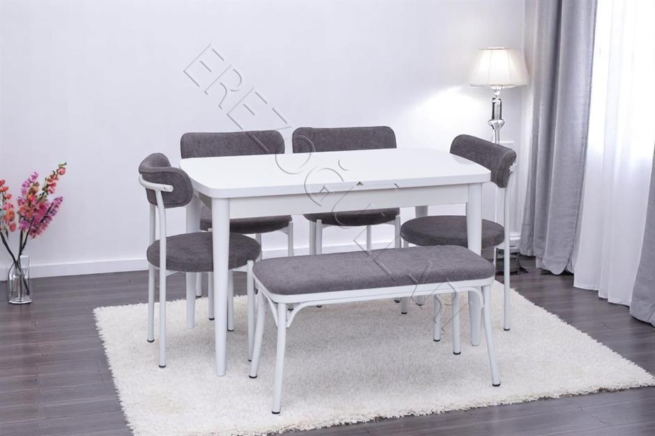 Nehir Alfa Banklı Lak Panel Açılır Mutfak Masa Takımı 75x130cm