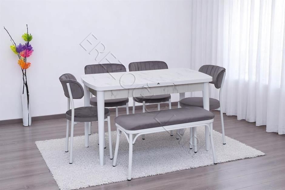 Nehir Beta Banklı Lak Panel Açılır Mutfak Masa Takımı 75x130cm