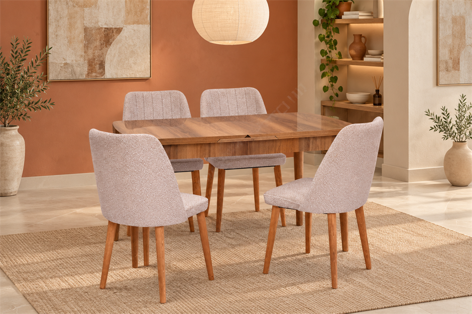 Nehir Milano MDF Lak Panel Açılır Mutfak Masa Takımı 75x130cm