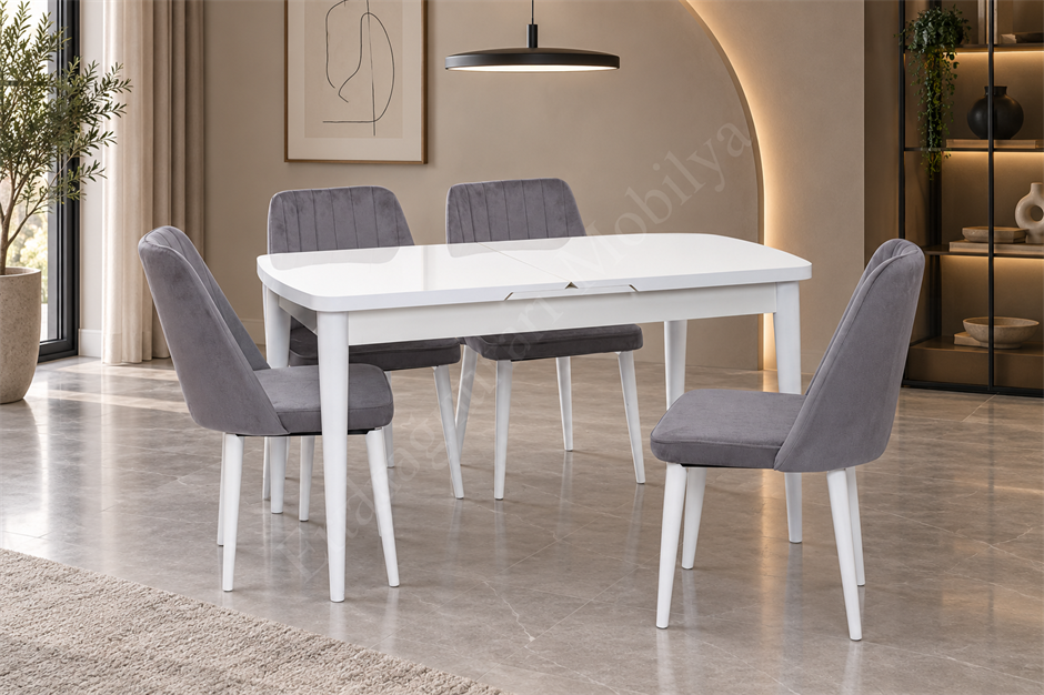 Nehir Milano MDF Lak Panel Açılır Mutfak Masa Takımı 75x130cm