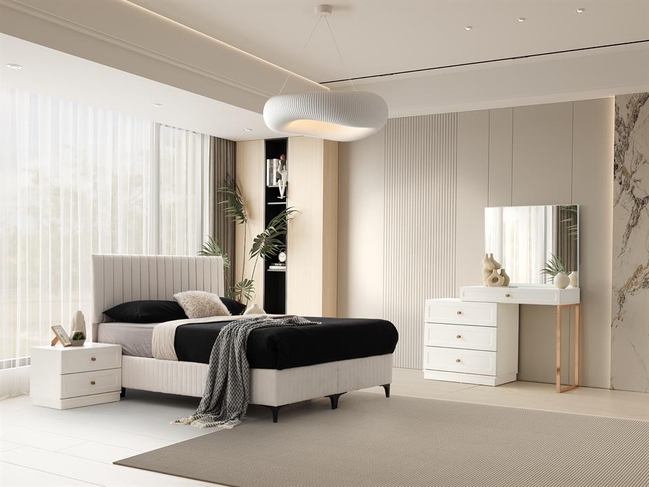 New Line %100 MDF 6 Kapaklı Modern Yatak Odası Takımı Başlıklı