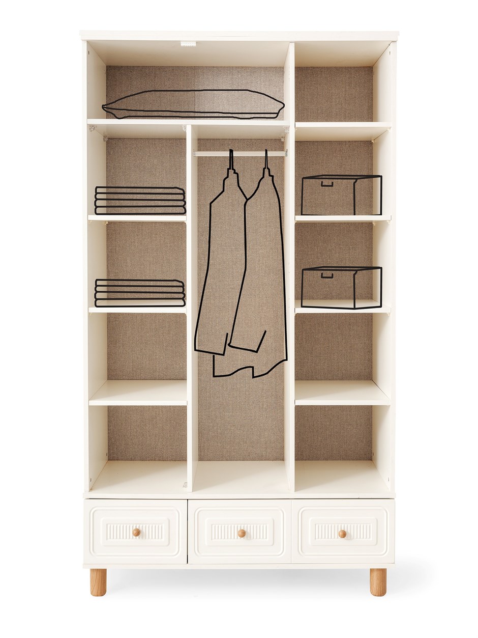 Nice 3 Kapaklı %100 MDF Elbise Dolabı Gardrop 117x54x212