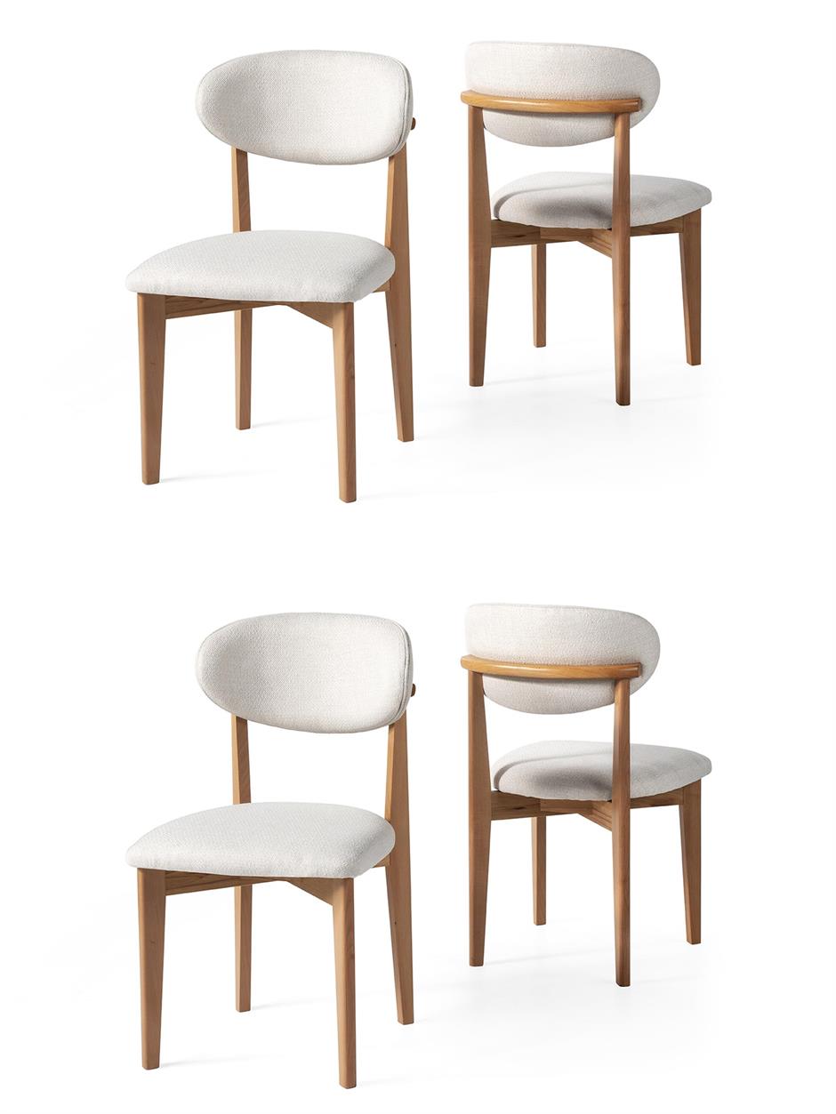 Norte Ahşap Salon Mutfak Sandalyesi 4 Lü Set 
