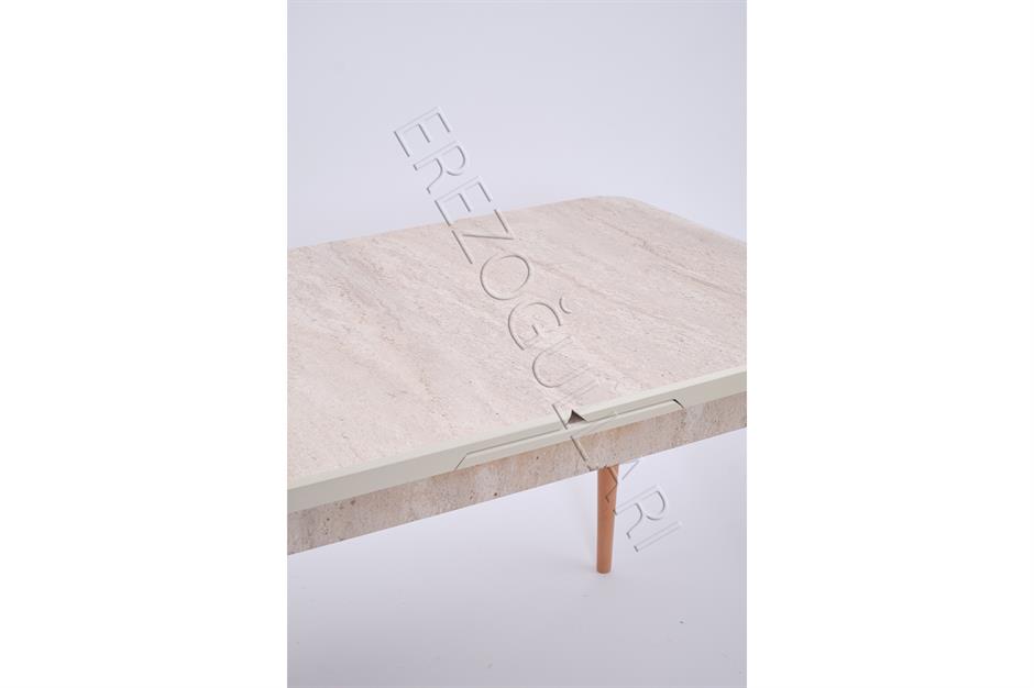 Norte Traverten Boyalı Mdf Mutfak Masa Takımı 80x130