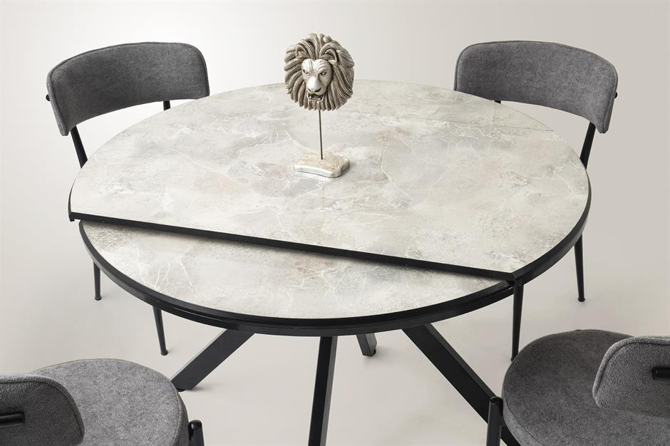 Nova Alfa Yuvarlak Açılır MDF Mutfak Masa Sandalye Takımı 70x120