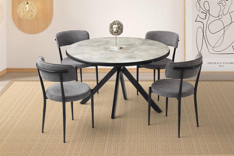 Nova Alfa Yuvarlak Açılır MDF Mutfak Masa Sandalye Takımı 70x120