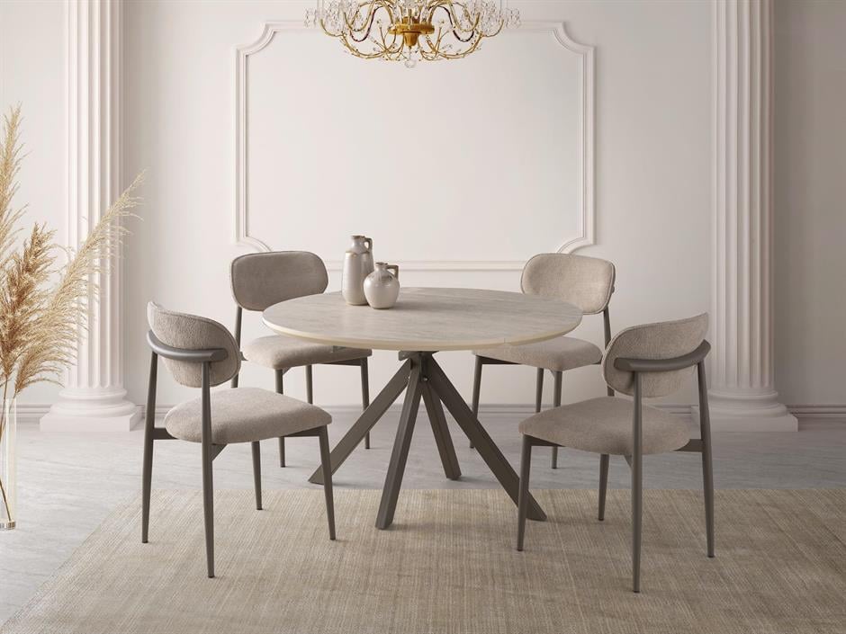 Nova Polo Yuvarlak Açılır Mutfak Masa Sandalye Takımı 70x120cm