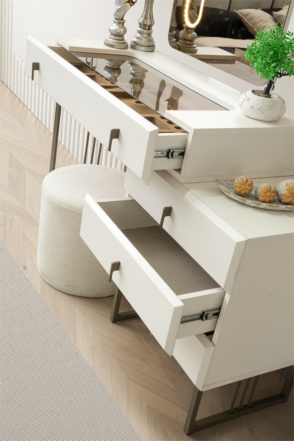 Oslo MDF 6 Kapaklı Yatak Odası Takımı Başlıklı 246x58x215cm