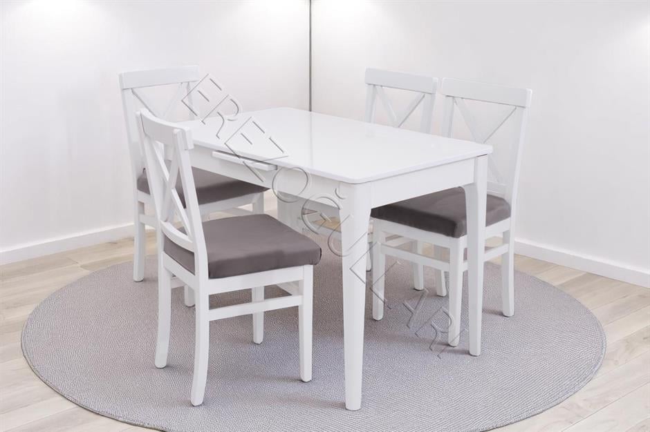 Paris Alaçatı Lak Panel Açılır Mutfak Masa Takımı 70x110cm