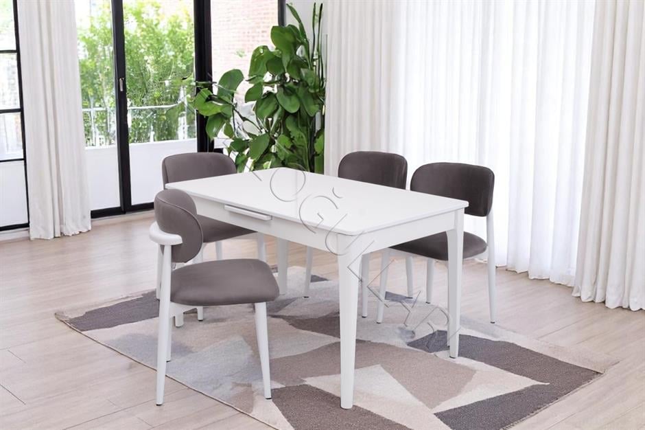 Paris Norte Lak Panel Mutfak Masa Sandalye Takımı 80x130cm