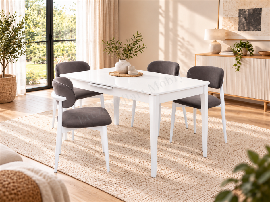 Paris Norte Lak Panel Mutfak Masa Sandalye Takımı 80x130cm
