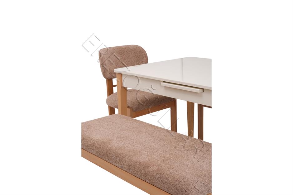 Paris Rodi Banklı Lak Panel Mutfak Masa Sandalye Takımı 80x130cm