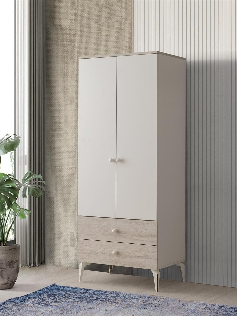 Petra 2 Kapaklı Aynalı Elbise Dolabı Gardrop 120x55x200 