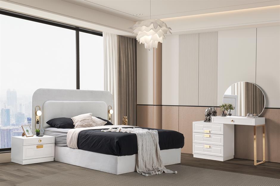 Petras %100 MDF 6 Kapaklı Modern Yatak Odası Takımı Başlıklı
