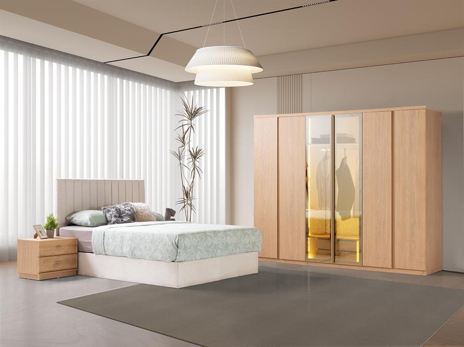 Rani %100 MDF 6 Kapaklı Modern Yatak Odası Takımı Başlıklı