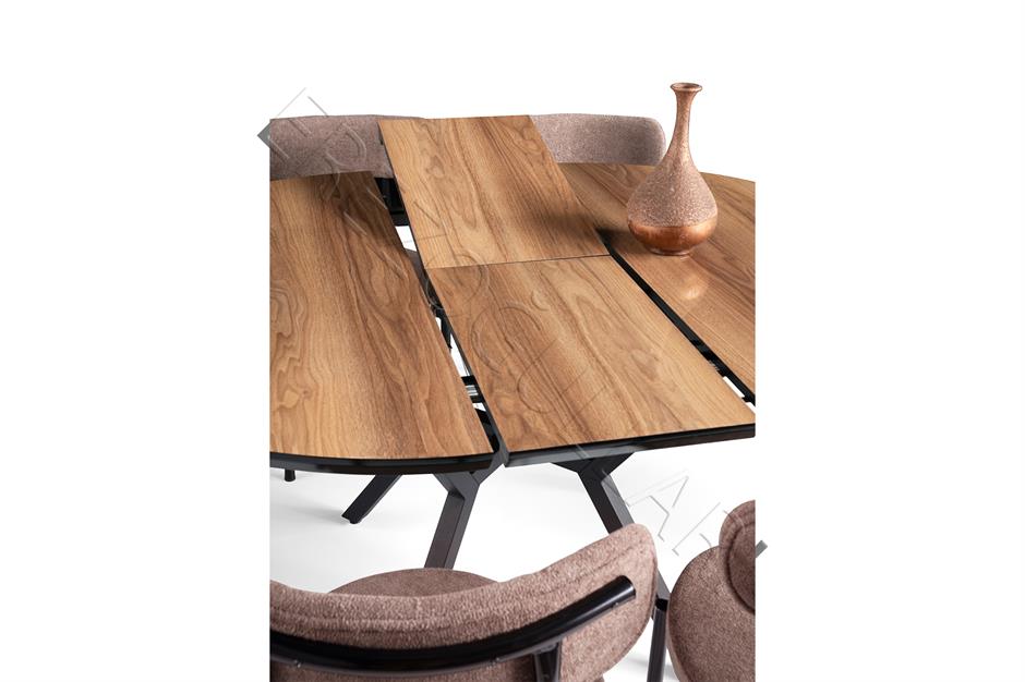 Roza Alfa Yuvarlak HighGloss Mutfak Masa Sandalye Takımı 120cm 