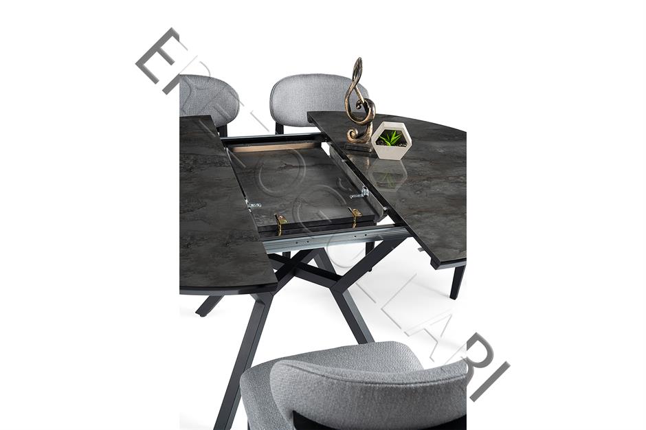 Roza Norte Yuvarlak HighGloss Mutfak Masa Sandalye Takımı 120cm 