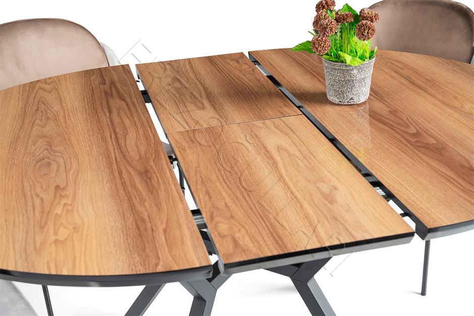 Roza Polo Yuvarlak HighGloss Mutfak Masa Sandalye Takımı 120cm 