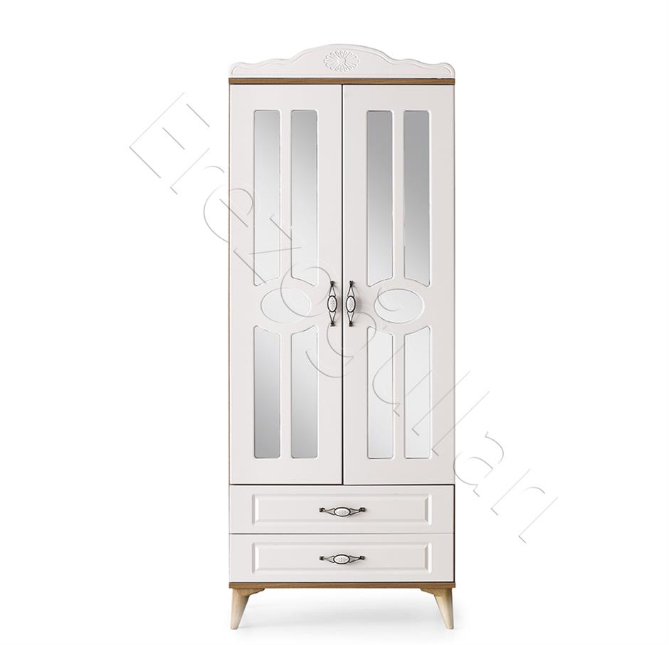 Sahra 2 Kapılı 2 Çekmeceli Gardrop Elbise Dolabı 80x48x210cm