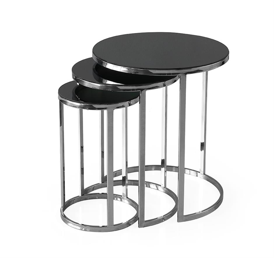 Sedef Modern Tarz Zigon Sehpa 3lü Yuvarlak 