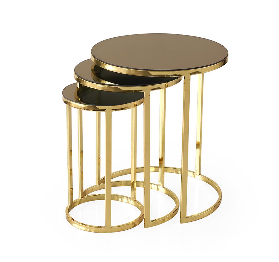 Sedef Modern Tarz Zigon Sehpa 3lü Yuvarlak 