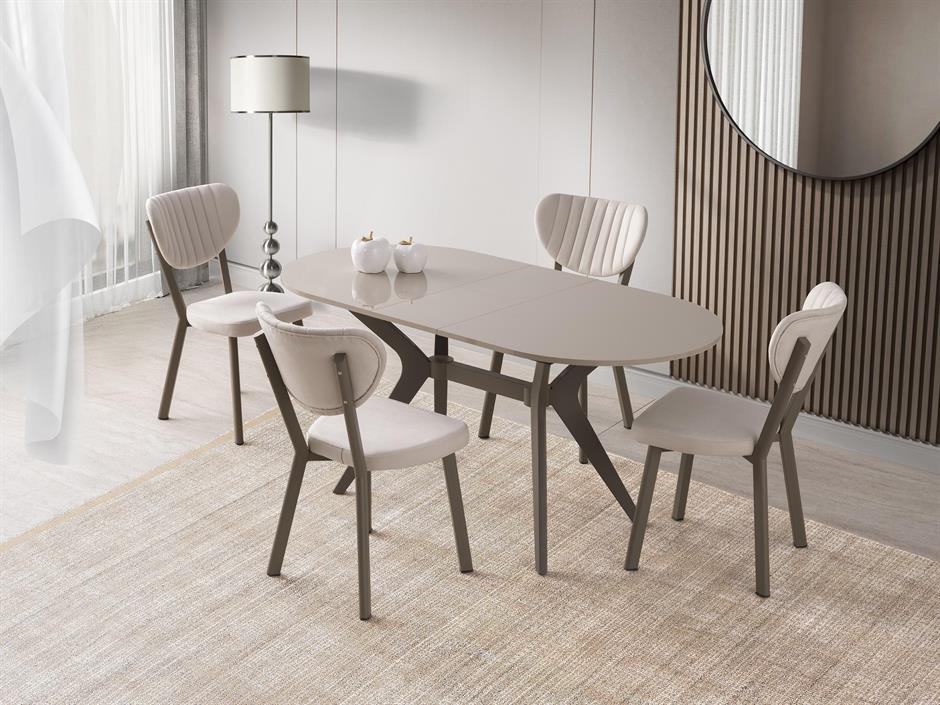 Star Capuccino Lak Panel Mutfak Masa Sandalye Takımı 82x138