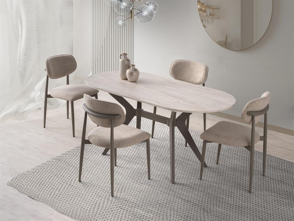 Star Polo Travertan Cappucino Mutfak Masa Sandalye Takımı 82x138