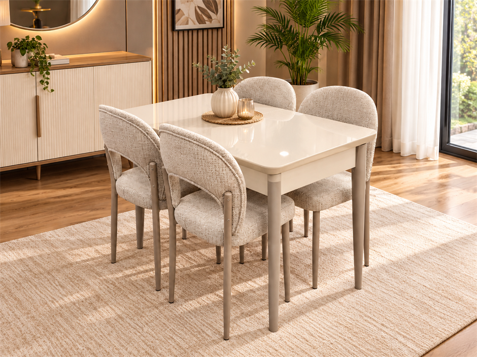 Tekno Hilal MDF Açılır Mutfak Masa Sandalye Takımı 60x100 