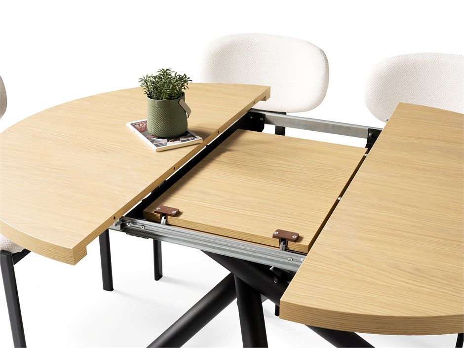 Truva Gala Yuvarlak Açılır MDF Mutfak Masa Sandalye Takımı 104cm
