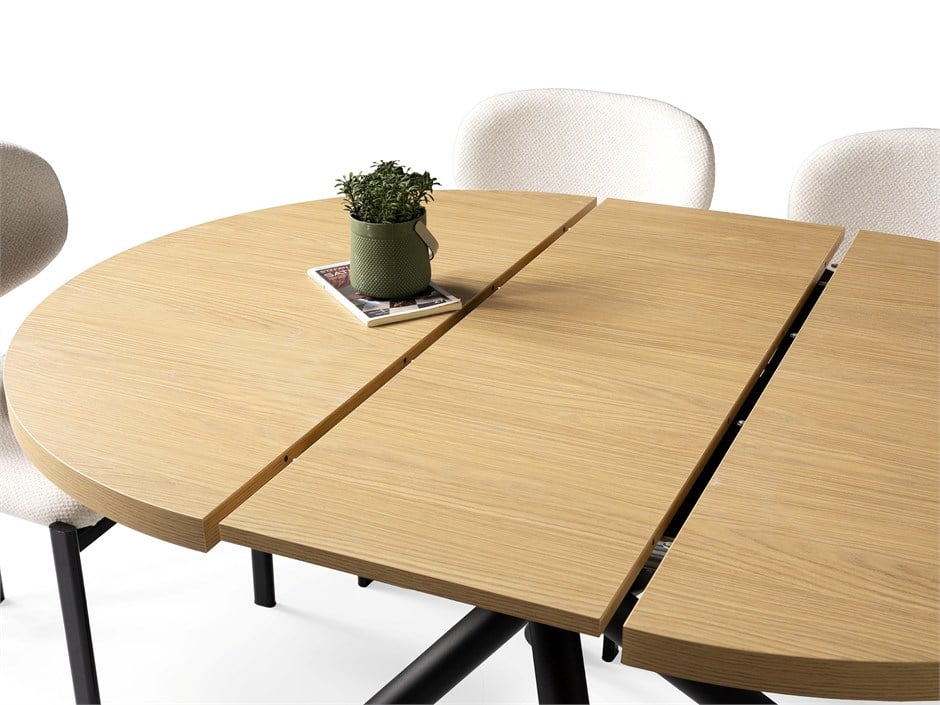 Truva Gala Yuvarlak Açılır MDF Mutfak Masa Sandalye Takımı 104cm