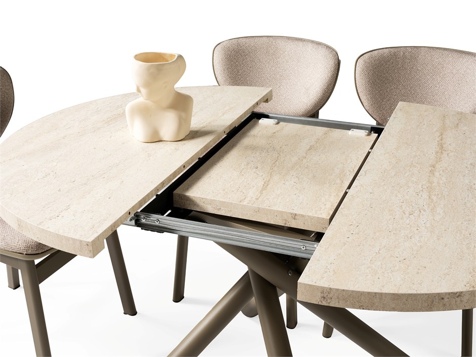 Truva Lion Yuvarlak Açılır MDF Mutfak Masa Sandalye Takımı 104cm