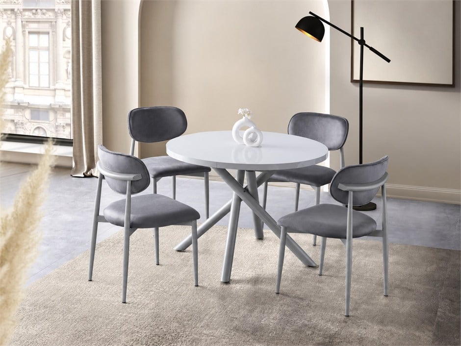 Truva Polo Yuvarlak Açılır MDF Mutfak Masa Sandalye Takımı 104cm 