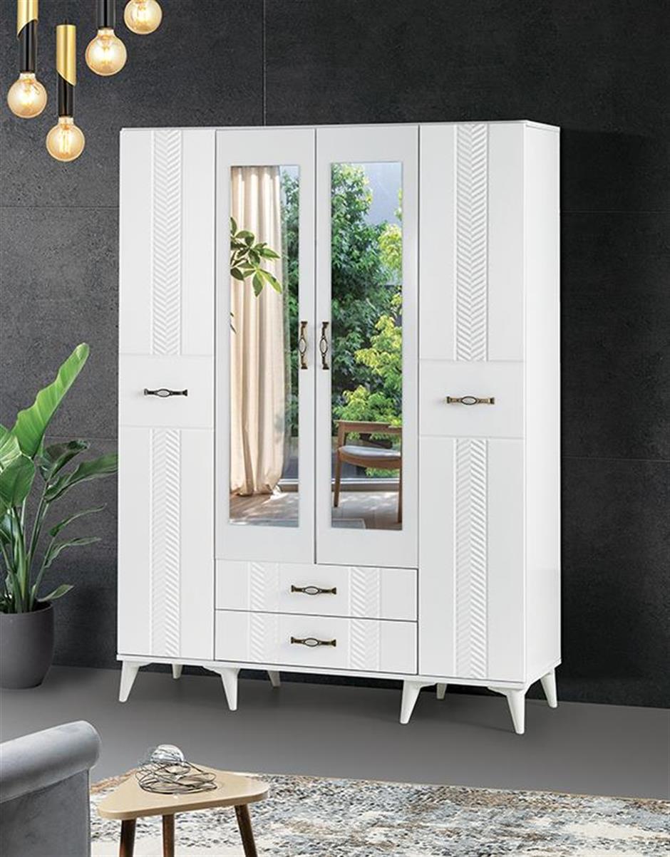 Tuğçe Membran 4 Kapılı Gardrop Elbise Dolabı 145x47x200cm