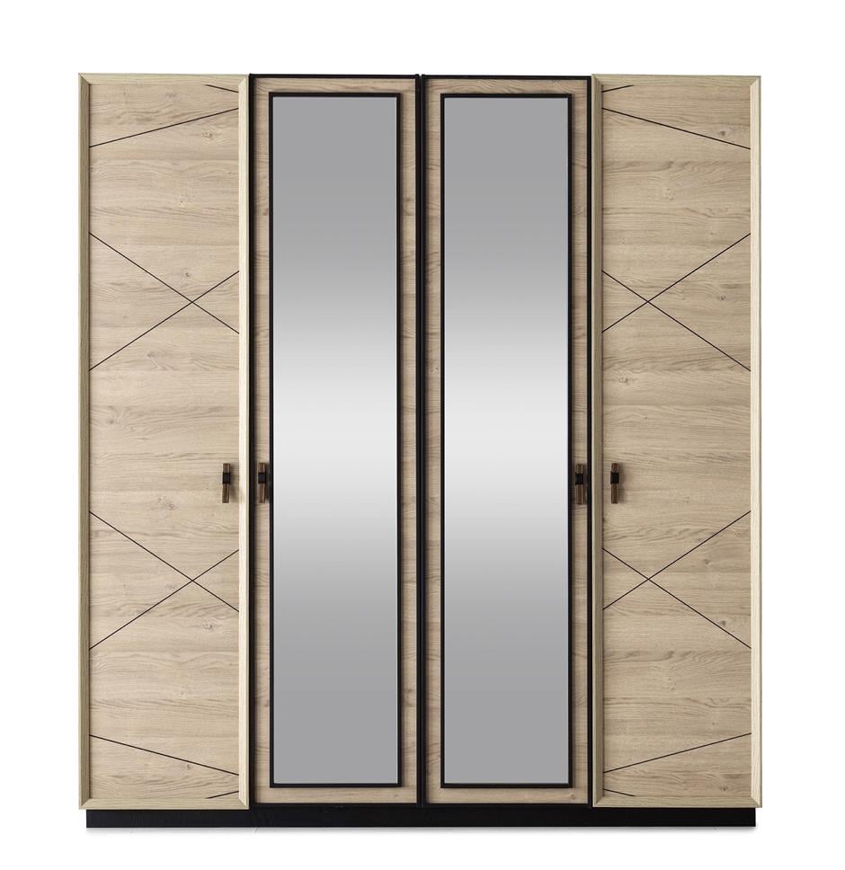 Vega 4 Kapaklı Modern Aynalı Elbise Dolabı Gardrop 180x50x200cm