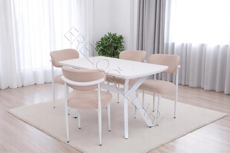 Venedik Polo MDF Lak Panel Açılır Mutfak Masa Sandalye Takımı 80*130cm