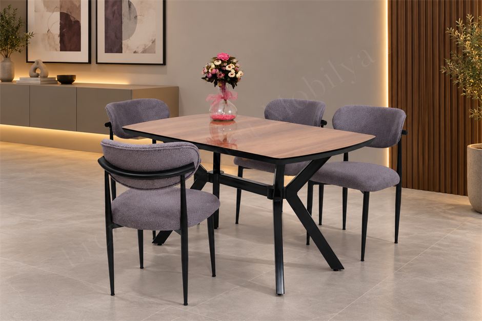 Venedik Polo MDF Lak Panel Açılır Mutfak Masa Sandalye Takımı 80*130cm