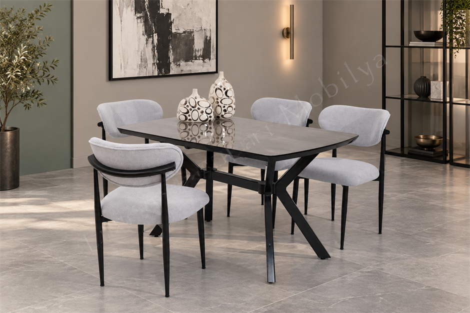 Venedik Polo MDF Lak Panel Açılır Mutfak Masa Sandalye Takımı 80*130cm