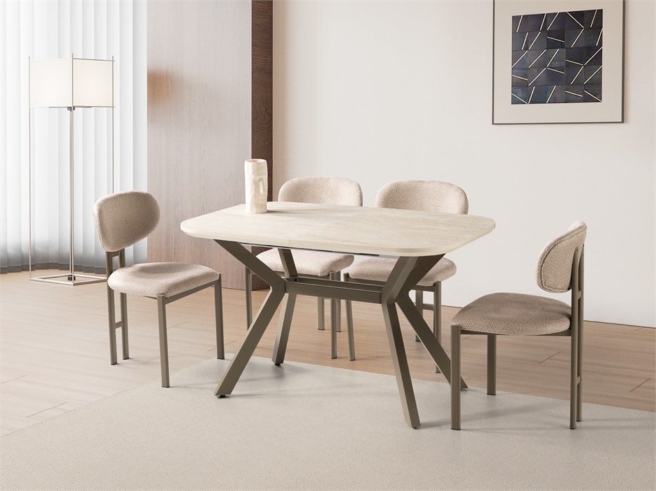 Venedik Travertan MDF Açılır Mutfak Masa Takımı 80*130cm