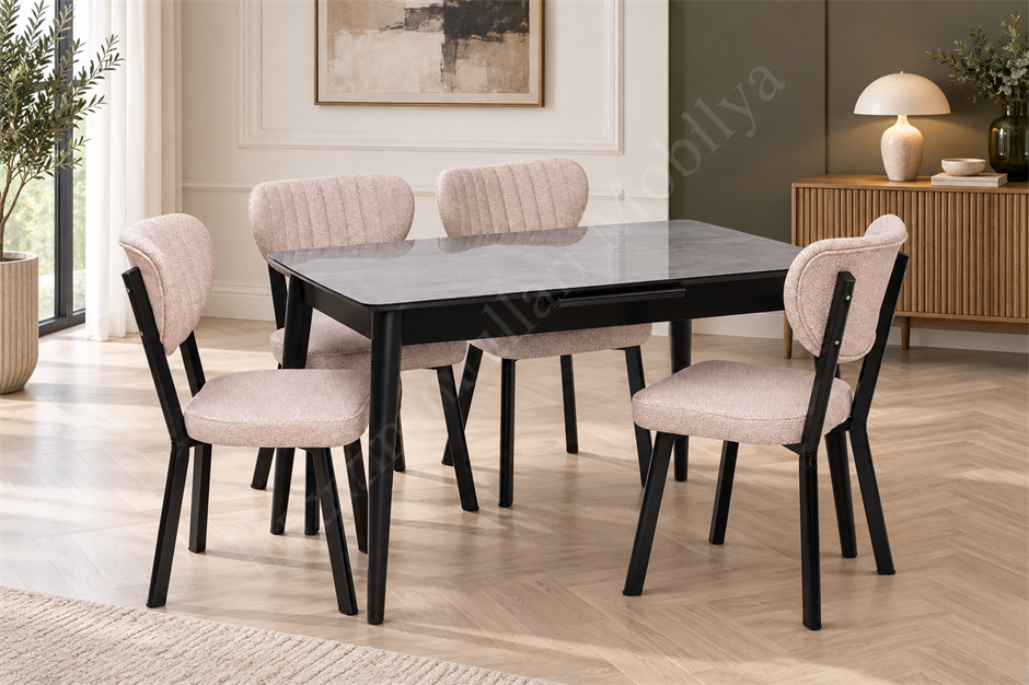 Venüs Elma Otomatik Açılır Masa Sandalye Takımı 80x120