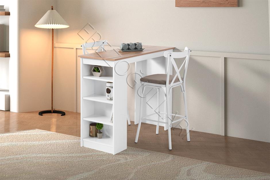 Vista Eylül Bar Raflı Mutfak Masa Takımı 50x120