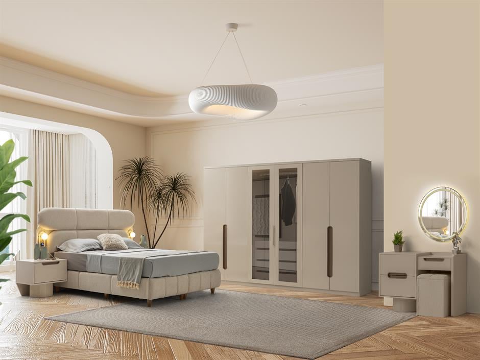 Vizyon 6 Kapaklı Modern Yatak Odası Takımı Başlıklı