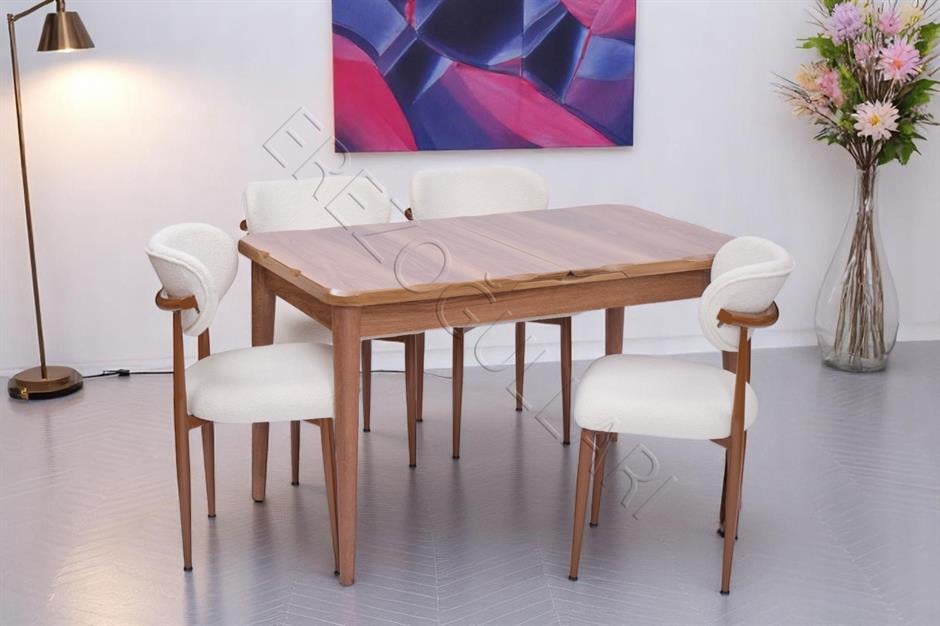 Yakamoz Polo MDF Lak Panel Mutfak Masa Sandalye Takımı 80x130