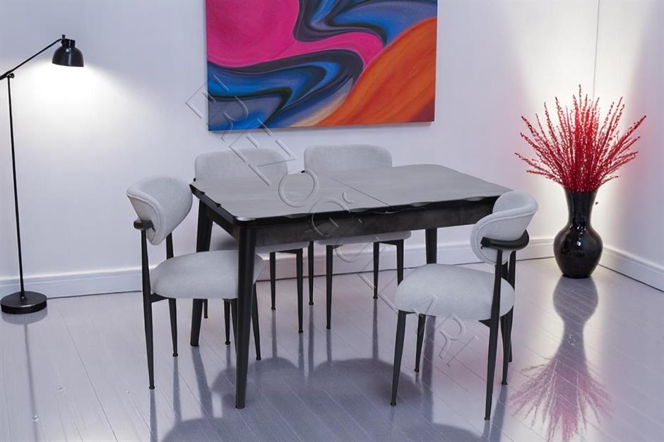 Yakamoz Polo MDF Lak Panel Mutfak Masa Sandalye Takımı 80x130