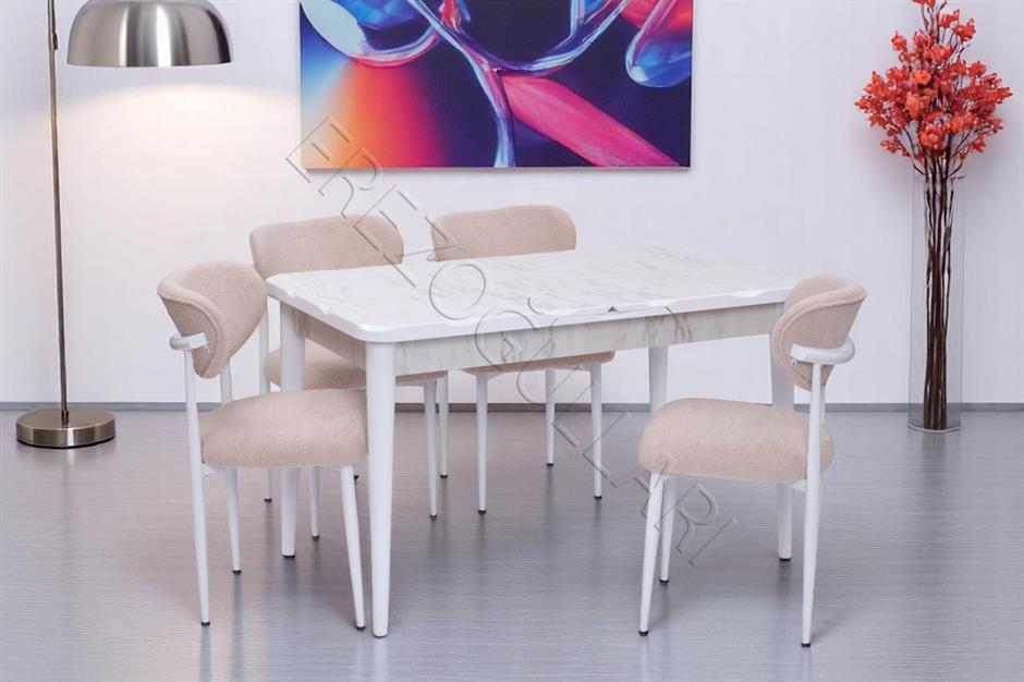 Yakamoz Polo MDF Lak Panel Mutfak Masa Sandalye Takımı 80x130