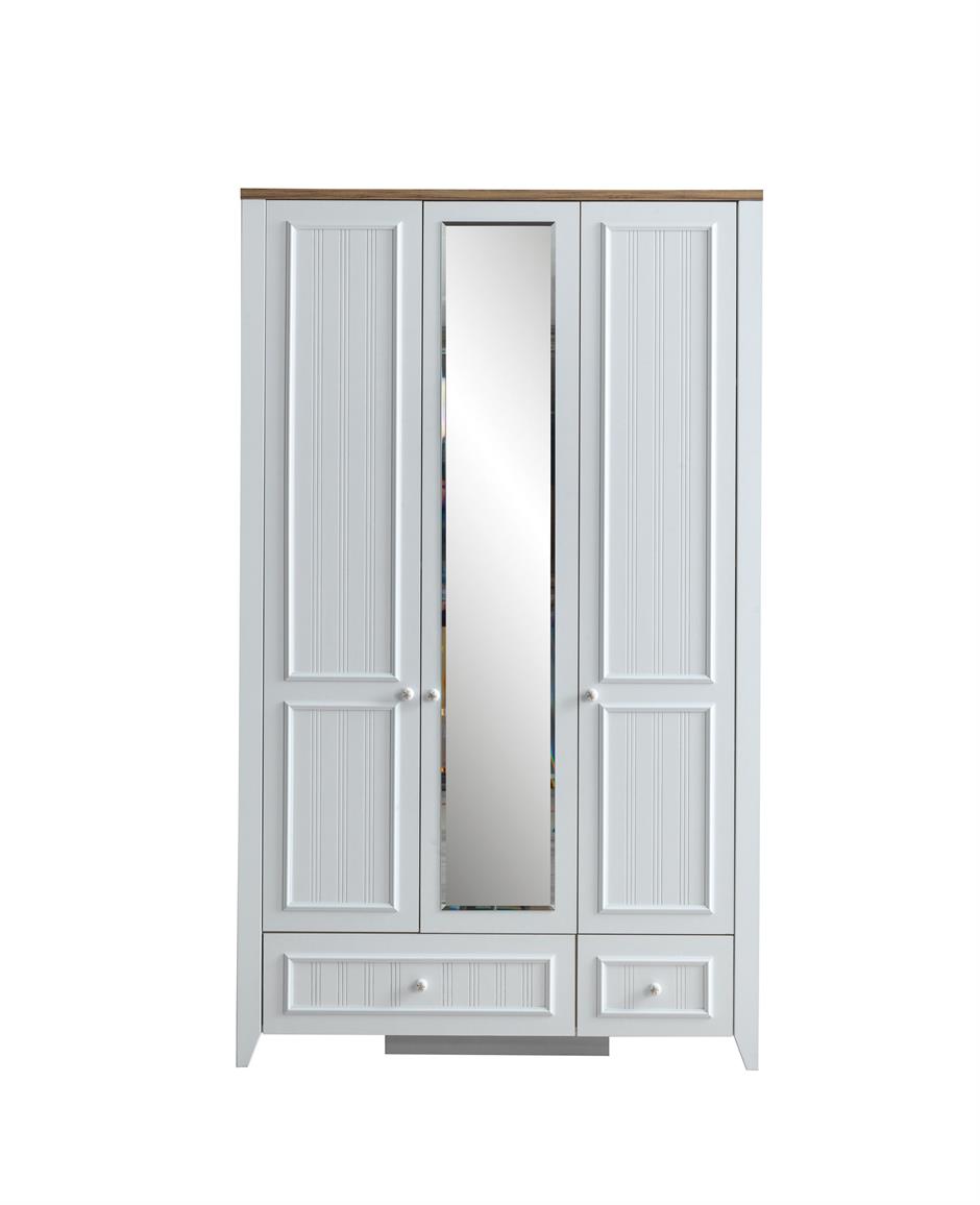 Yalı Modern 3 Kapaklı Aynalı Elbise Dolabı 125*60*211